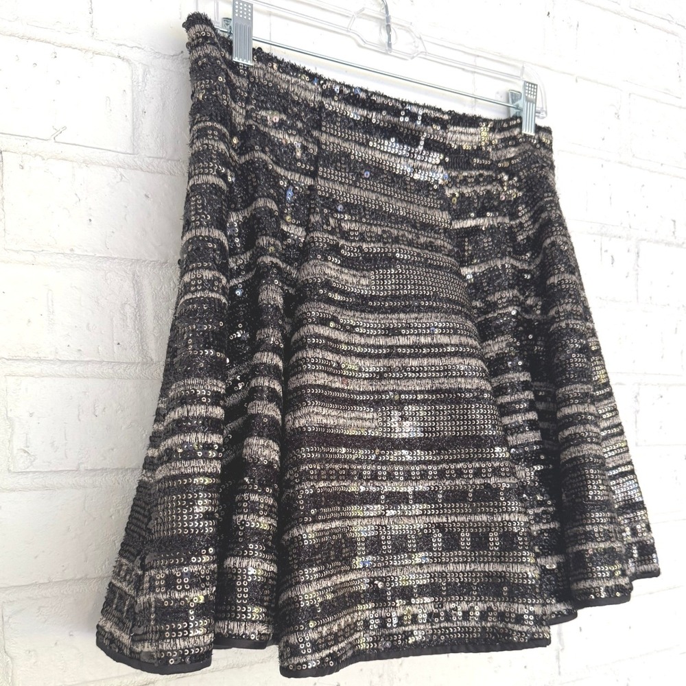 NWT Muse by Marchesa Metallic Sequin Tweed Mini Skirt Evening Chic Sz 10